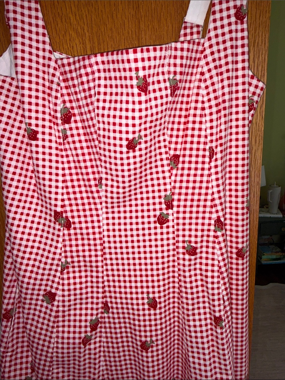 Abercrombie & Fitch Pink Gingham Maxi Dress with Strawberry Print - Picture 5 of 10